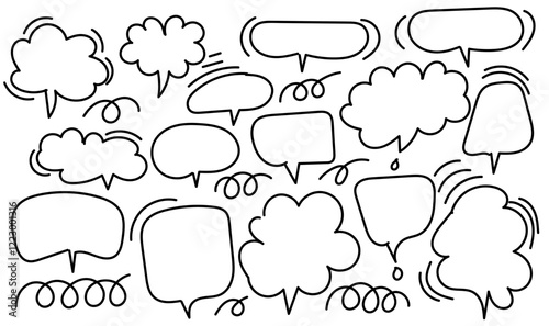 bubble white  black, pen drawn, dialoge, set of speech bubbles
