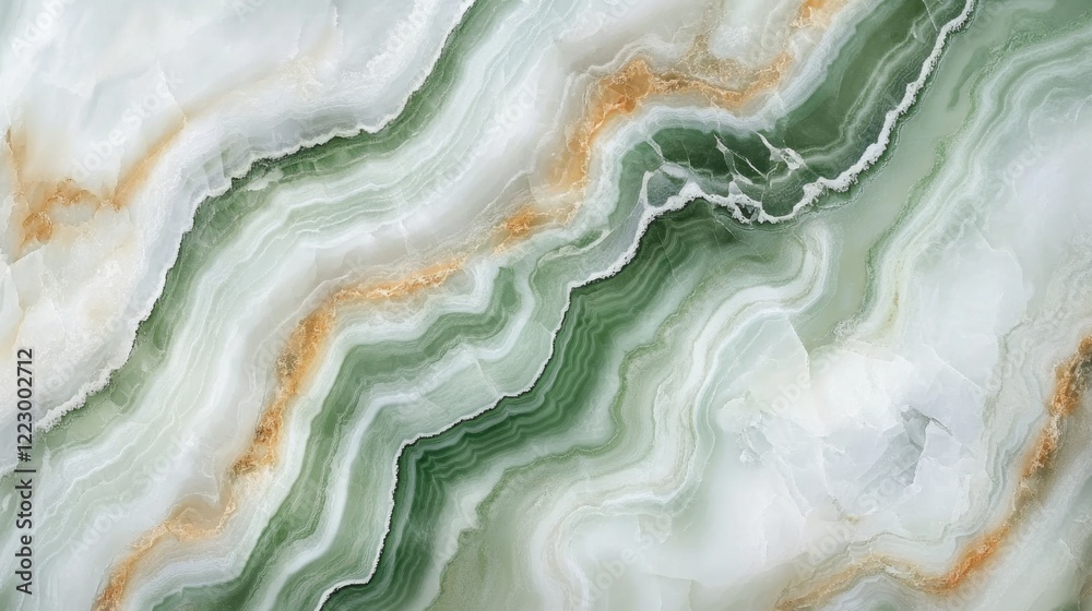 Obraz premium Abstract marble background in shades of green and white, with swirling textures and intricate vein details, giving a sense of natural elegance