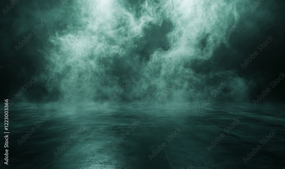 Ethereal blue smoke drifting gently, creating a mysterious atmosphere on a dark backdrop.
