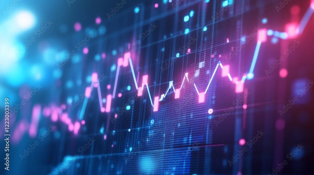 An abstract financial graph with glowing data points and smooth lines, set against a dark gradient background, conveying a modern and high-tech feel An abstract financial graph with glowing data points and smooth lines, set against a dark gradient background, conveying a modern and high-tech feel