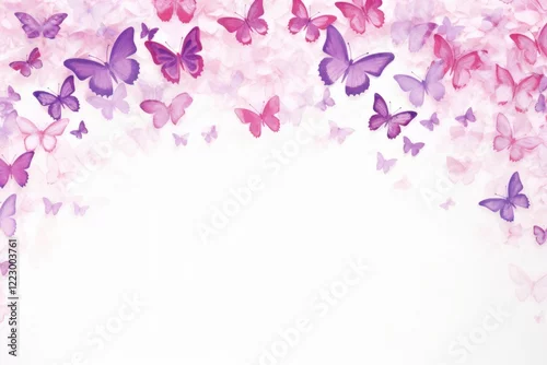 Fototapeta samoprzylepna Pink purple glitter butterfly border backgrounds flower petal.