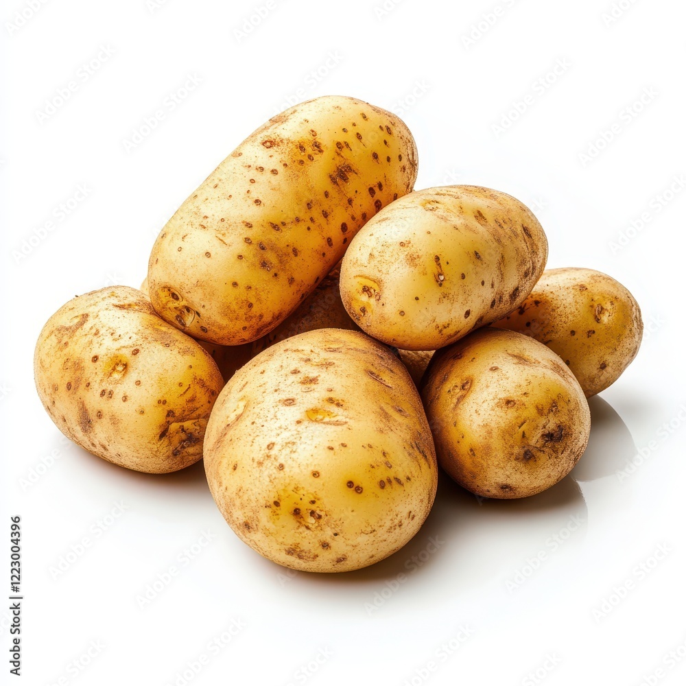 Fresh potatoes pile, studio shot, white background, food Fresh potatoes pile, studio shot, white background, food