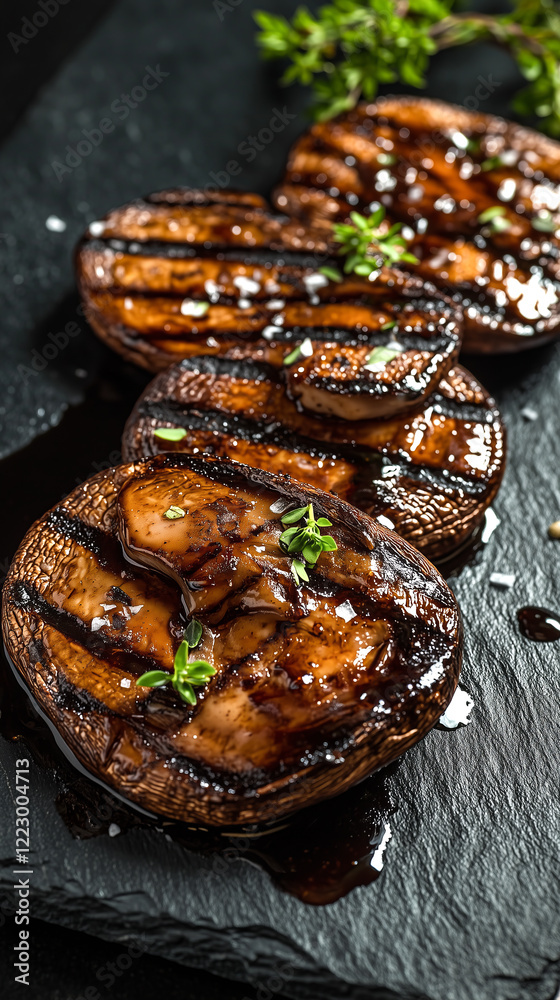 Fototapeta premium Grilled Portobello Mushrooms Marinated in Balsamic Vinegar