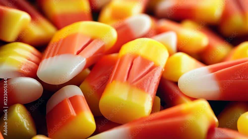 Colorful Close-Up of Assorted Halloween Candy Corn Pieces