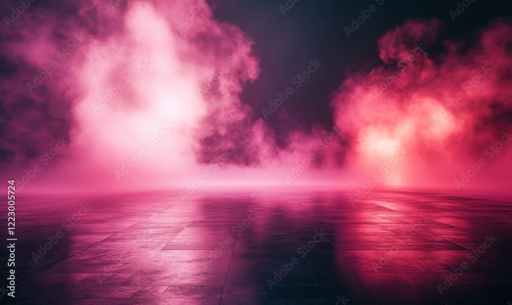 Pink and Purple Fog with Spotlight Glow on a dark background.