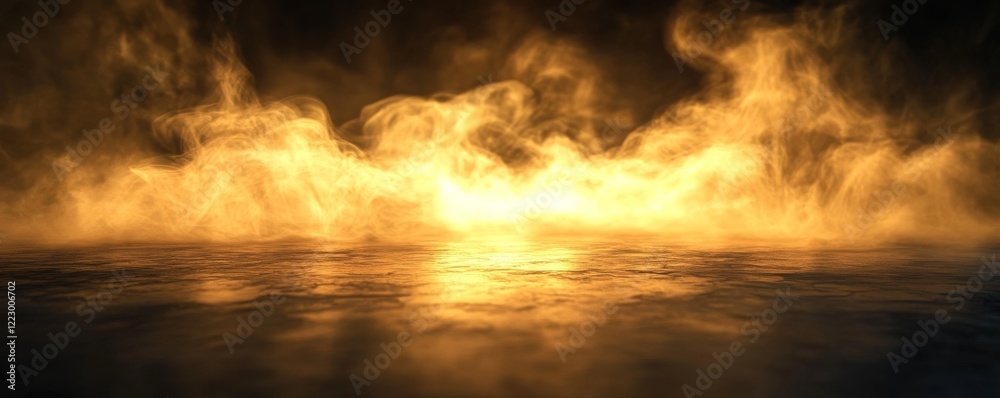 Yellow Fog with Spotlight Glow on a dark floor.