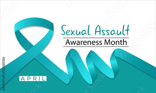 Vector design for Sexual Assault Awareness Month in April. Realistic ribbon. Education and prevention of sexual violence are the goals of this annual campaign. Banner poster, flyer and background.