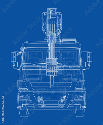 Car crane. Vector rendering of 3d