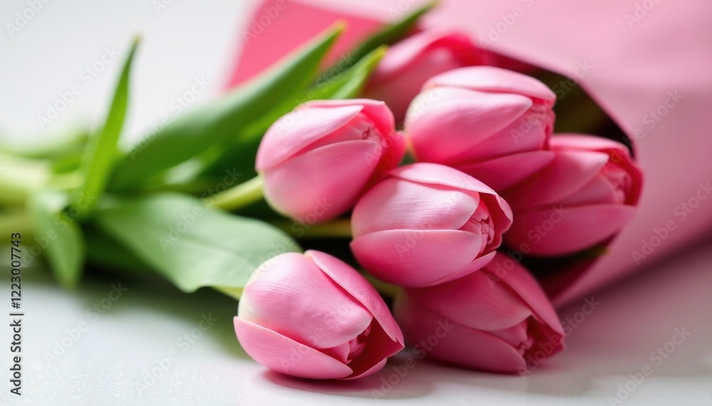 delicate pink tulips wrapped in a bunch of fragrant rose stems, bouquet, nature, flowers delicate pink tulips wrapped in a bunch of fragrant rose stems, bouquet, nature, flowers