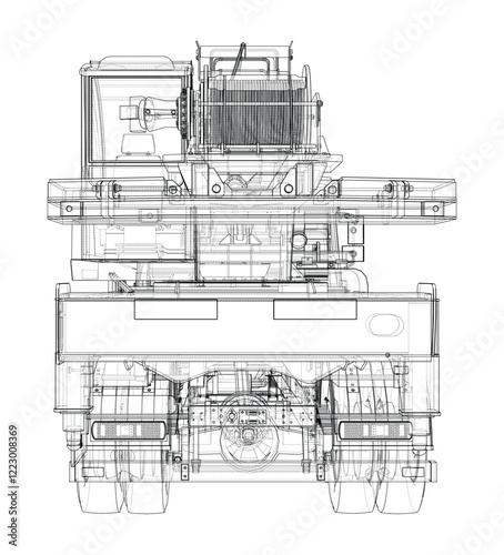 Car crane. Vector rendering of 3d