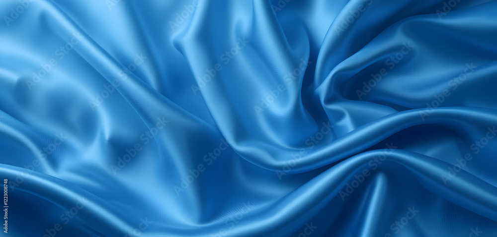 Beautiful blue silk satin background Wavy soft folds Elegant fabric background with copy space for design Web banner Beautiful blue silk satin background Wavy soft folds Elegant fabric background with copy space for design Web banner