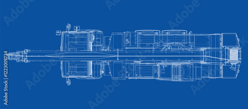 Car crane. Vector rendering of 3d