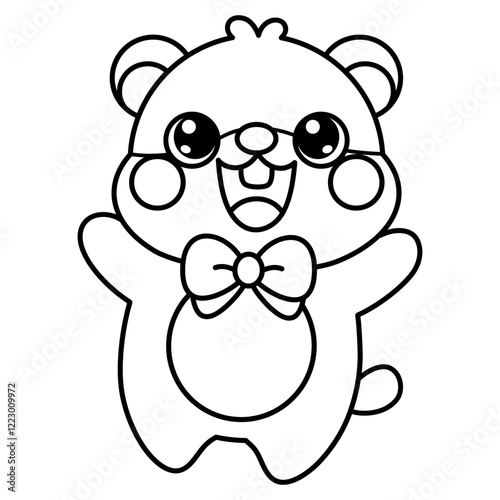 cute kawaii Groundhog outline cartoon doodle illustration