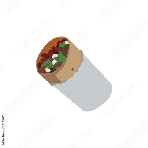 Burrito food tortilla wrap emoji vector illustration