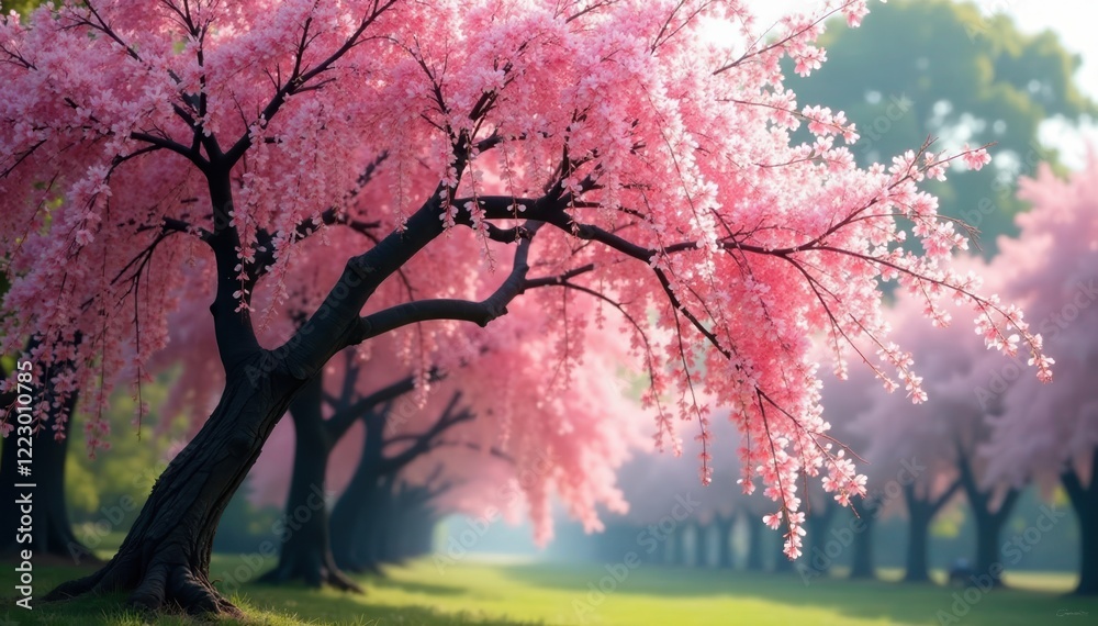 delicate pink willow branches twirling gently, trees, willow tree delicate pink willow branches twirling gently, trees, willow tree