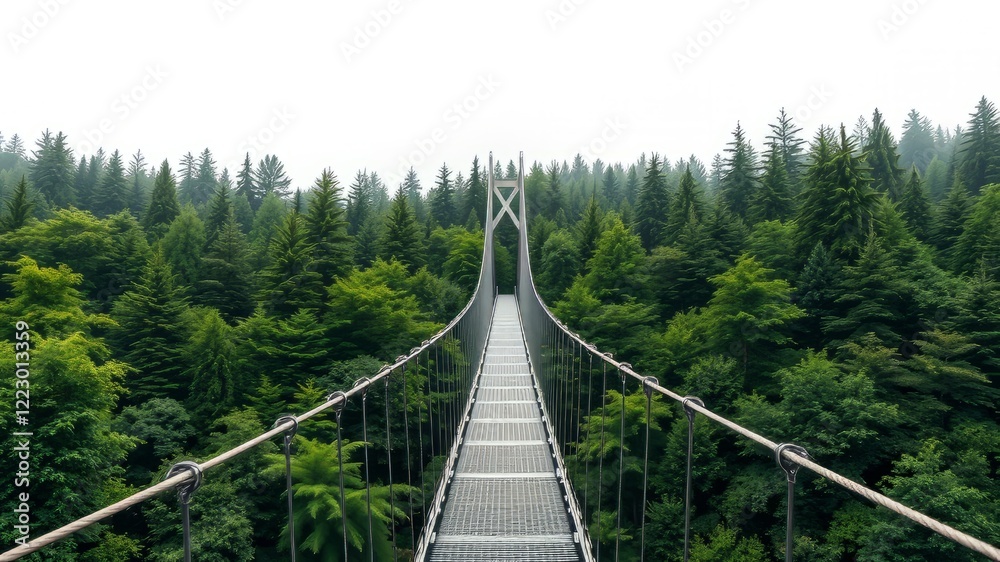 Obraz premium Majestic Forest Suspension Bridge, Stunning Scenery