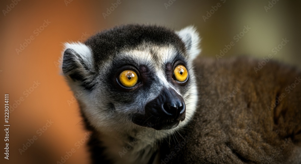 Obraz premium Close-up of a lemur with striking yellow eyes and soft fur