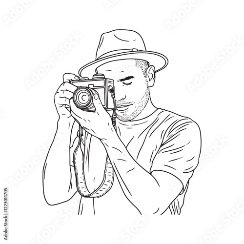 Cameraman Silhouette Vector - Digital Line Art for Cameraman - Cameraman Outline - Cameraman Doodle - Camera Illustration - Cameraman Line Art
