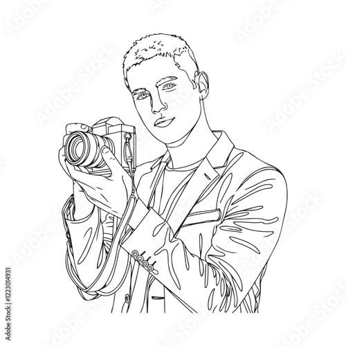 Cameraman Figure Design - Clean Line Art for Cameraman - Cameraman Vector - Cameraman Doodle - Camera Illustration - Cameraman Line Art
