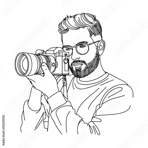 Cameraman Sketch Design - Clean Line Art for Cameraman - Cameraman Vector - Cameraman Doodle - Camera Illustration - Cameraman Line Art
