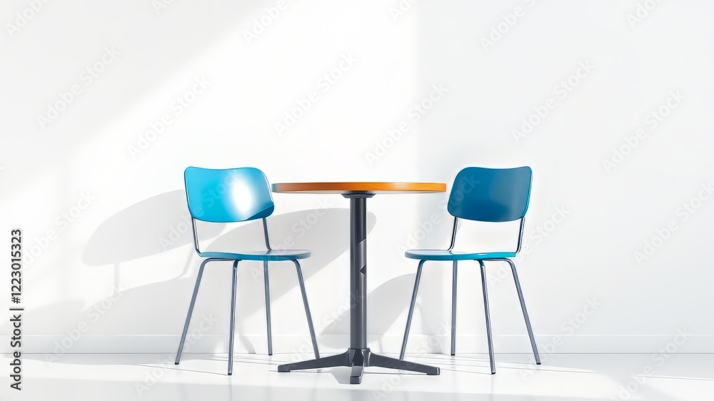 Modern Blue Chairs at a Table - Photorealistic Modern Blue Chairs at a Table - Photorealistic