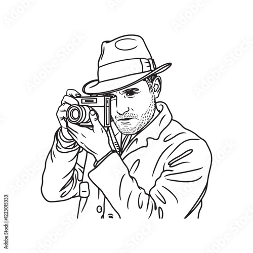 Cameraman Vector Design - Clean Line Art of Cameraman - Cameraman Outline - Cameraman Doodle - Camera Illustration - Cameraman Line Art
