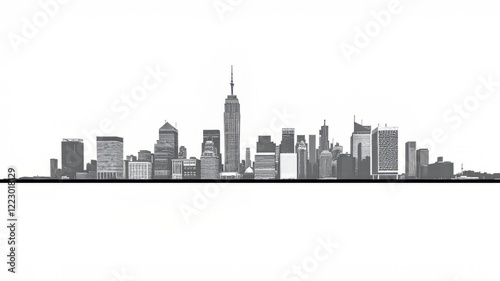 NYC Skyline Monoline Art - Bold Black & White