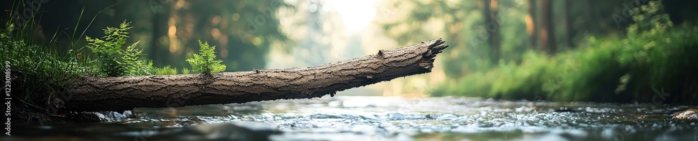 Serene Forest Stream with Gentle Flowing Water Serene Forest Stream with Gentle Flowing Water