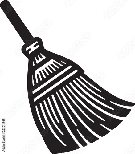 broom symbol icon silhouette design vector art illustration
