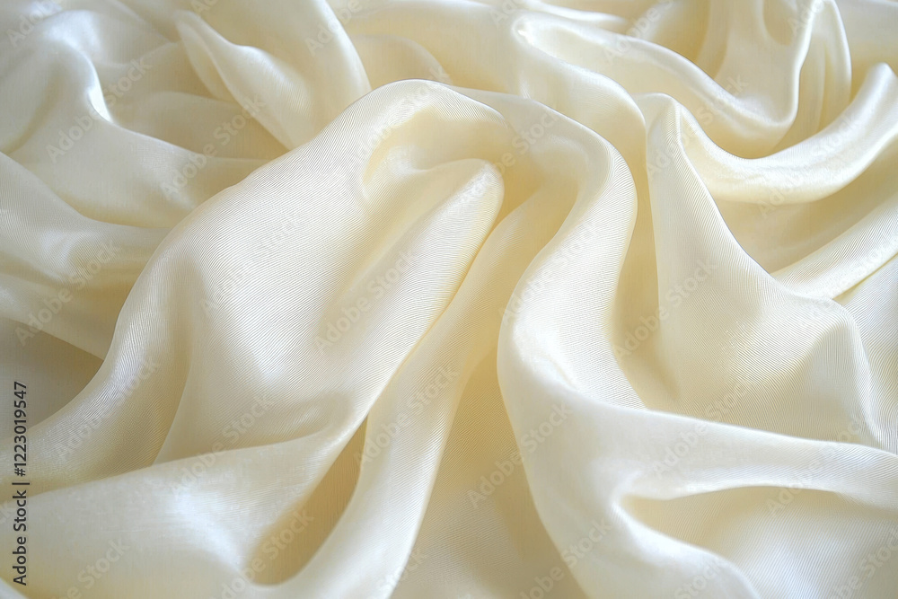 Fototapeta premium Cream-colored fabric, soft folds, luxurious texture.