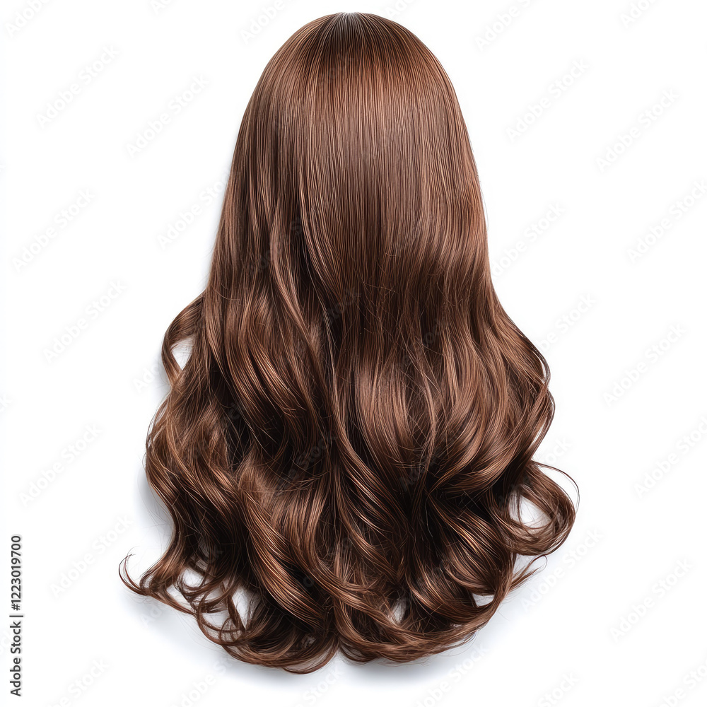 Fototapeta premium Long brown wig with soft curls, perfect for styling options