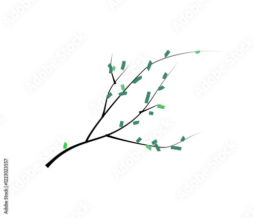 branch twig with leaves. plant natural stylized isolate.