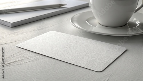 Blank Paper Card on the Table. 