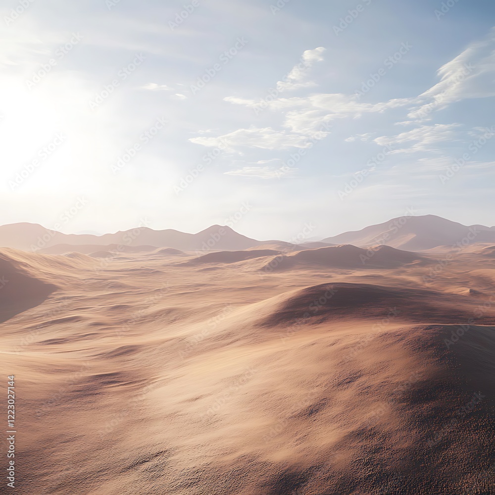 Expansive Desert Landscape Under a Bright Sky Expansive Desert Landscape Under a Bright Sky