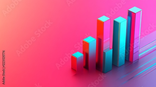 Free Download A multi-colored D bar chart on a gradient background, with bars in bright red, blue, and green, casting clear shadows for added dimension - GFXLoad