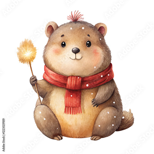  Groundhog  fireworks  wearing winter clothes