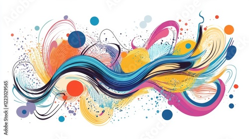 A playful design featuring hand-drawn doodle lines in various colors on a white background, creating an energetic and whimsical atmosphere