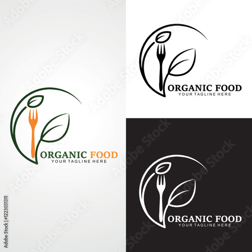 Vegetarian Logo Template Design Vector restaurant logo natural food Logo, healthy food logo design, nature, herbal, organic, logo design icon, vector, symbol, idea, creative.