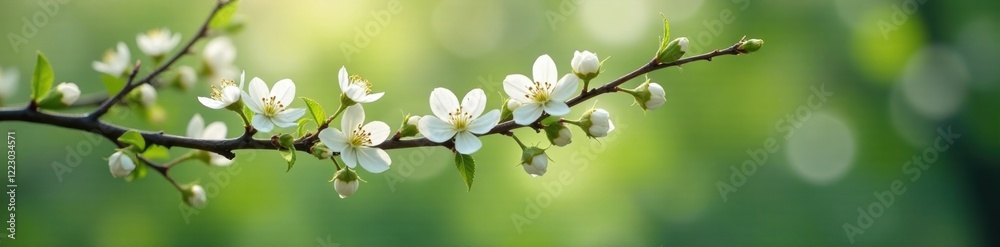 Fototapeta premium delicate white flowers on slender willow twig branches, flowers, willow, blossoms