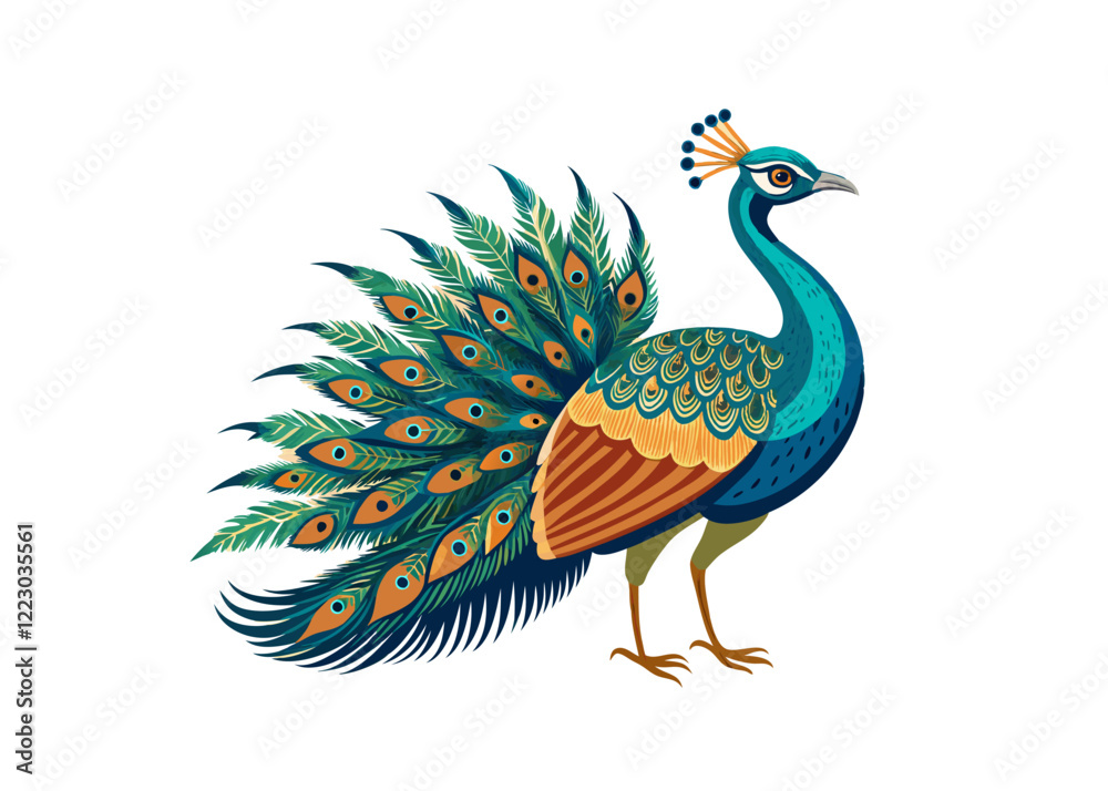 Fototapeta premium vector beautiful watercolor blue peacock .vector cartoon illustration isolated on white background