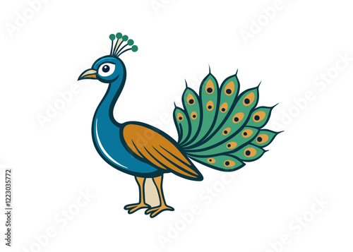 vector beautiful watercolor blue peacock .vector cartoon illustration isolated on white background