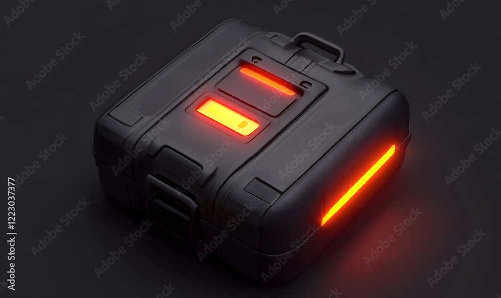 Obraz premium Glowing briefcase, dark background, countdown, security