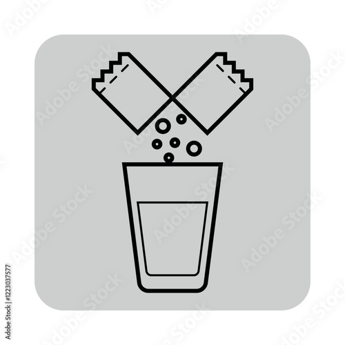 Medicine powder poured into clear glass filled with water. Use of medicine concept