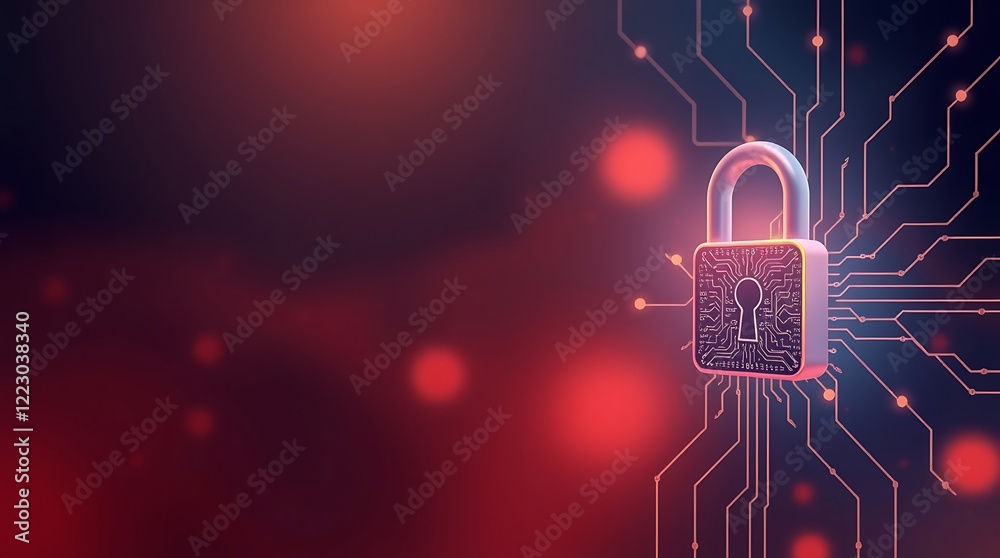 Fototapeta premium Cybersecurity and Network Protection – Security Padlock Background for Data Safety, copy space background, cyber attack, cyber security