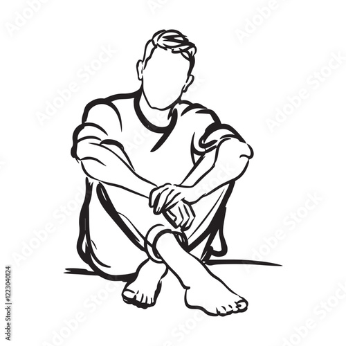 Wallpaper Mural Man Relaxing Calm Pose Silhouette - Simple Vector Design - Man in Relax Pose Vector - Man Relaxing Doodle - Relaxation Illustration - Man in Relax Pose Line Art
 Torontodigital.ca