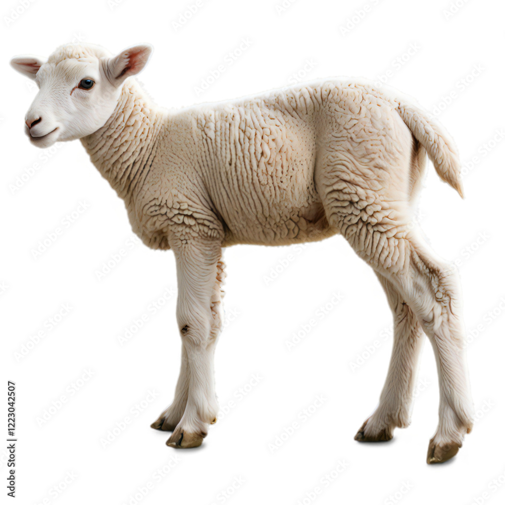 Fototapeta premium A gentle lamb grazing on