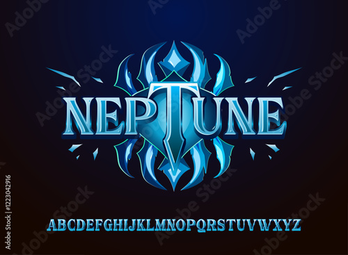 fantasy blue neptune modern futuristic text effect template