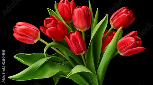 Beautiful Red Tulips in Bloom – Elegant Floral Illustration