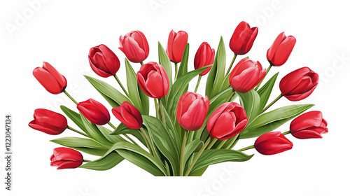 Beautiful Red Tulips in Bloom – Elegant Floral Illustration