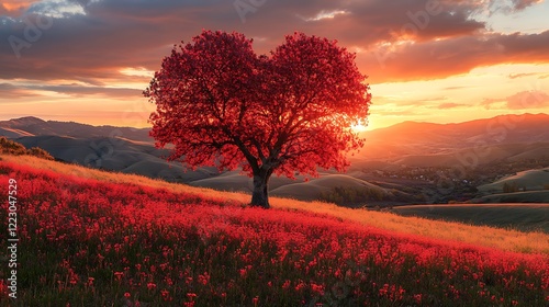 Wallpaper Mural A heart shaped tree stands in the center background Torontodigital.ca